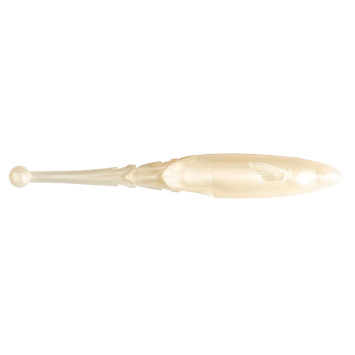 Translucent cream soft fishing lure with pale tan body and rounded head