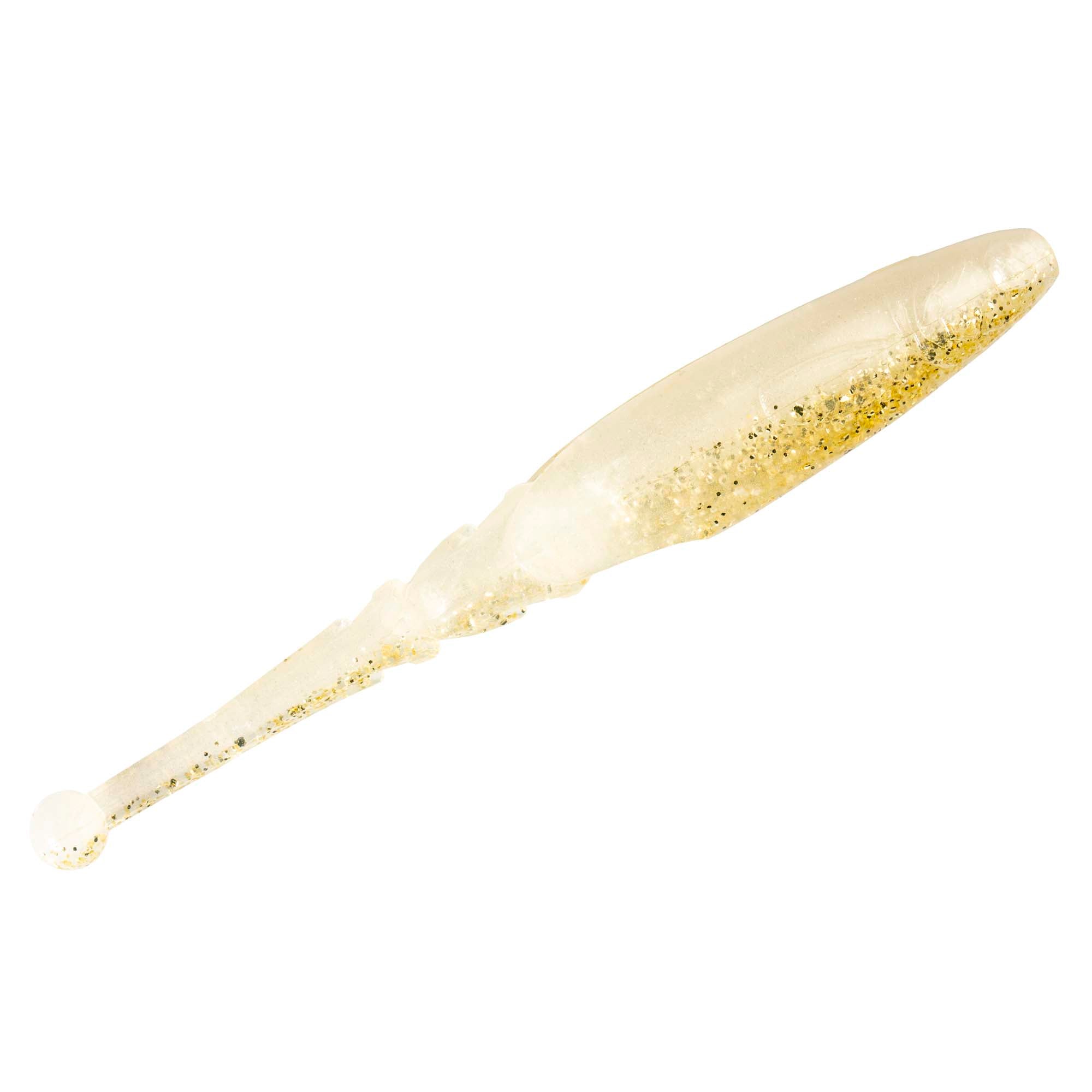 Cream white soft fishing lure with golden glitter speckles