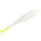 White translucent soft fishing lure with neon-lime yellow tail