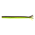Neon green fishing lure with glitter body and forked tentacle tail