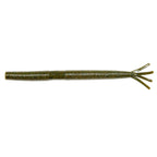 Olive green fishing lure with glitter body and forked tentacle tail
