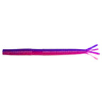 Purple and pink glitter fishing lure with forked tail, ribbed body