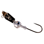 Eye Strike ChatterBait fishing lure with blue-eye head, silver blade, single treble hook