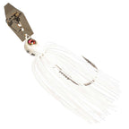 Chatterbait fishing lure with silver head and all-white skirt