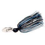 Dark blue chatterbait with bright blue skirt and square blade