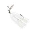ChatterBait PZ2 fishing lure, white skirt with gold-tinted eyelet and dark hook