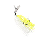 ChatterBait PZ2 fishing lure, chartreuse-and-white skirt with yellow blade and black hooks