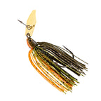ChatterBait PZ2 fishing lure, orange head with green-and-black multi-color skirt