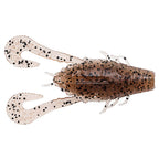 Translucent brown speckled soft plastic prawn lure with long legs and antennae