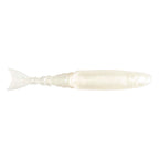 White fishing lure with faint gray shading and fin tail