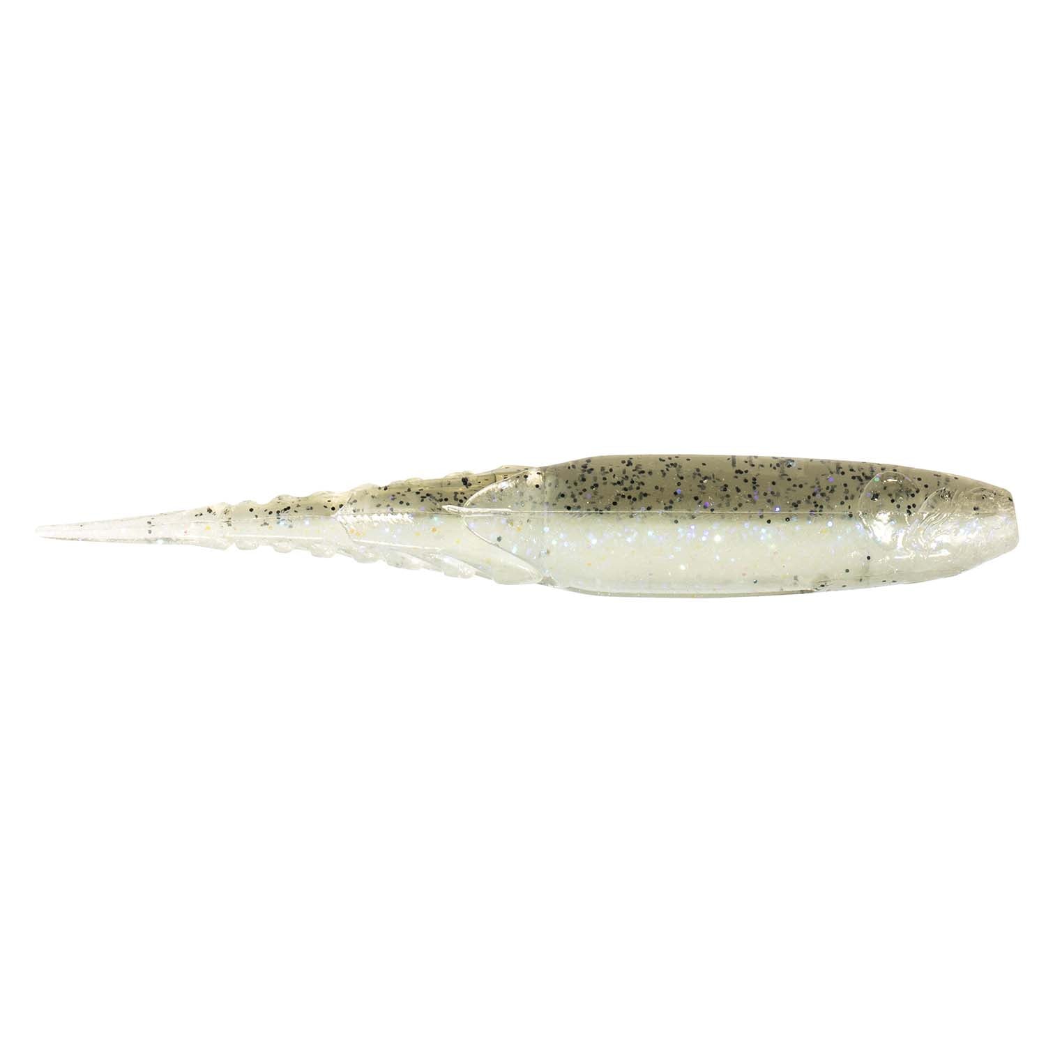 White/cream fishing lure with faint speckling and subtle translucent sheen