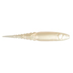 Pearl white fishing lure with subtle translucence and minimal speckling