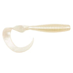 Cream flexible novelty toy with crescent loop and ribbed handle, translucent look