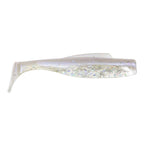 Clear white iridescent glitter soft swimbait lure with forked tail