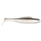 Soft plastic minnow lure, clear silver with dark textured back