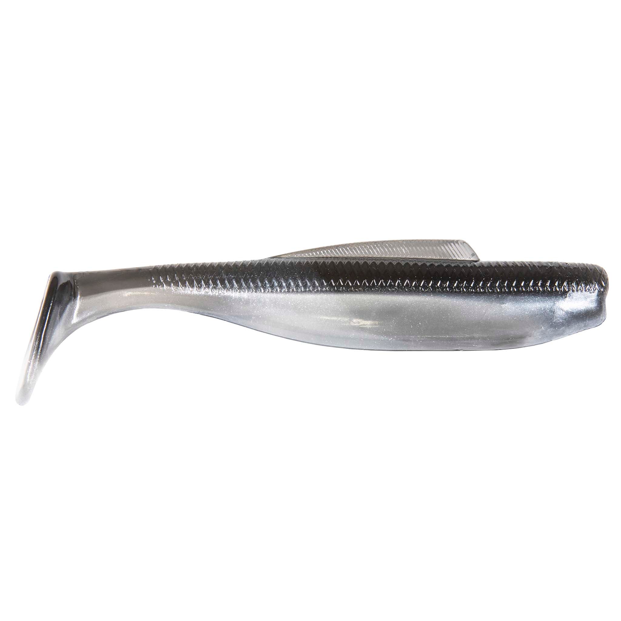 DieZel MinnowZ soft plastic lure, clear gray with fine ridged texture on top