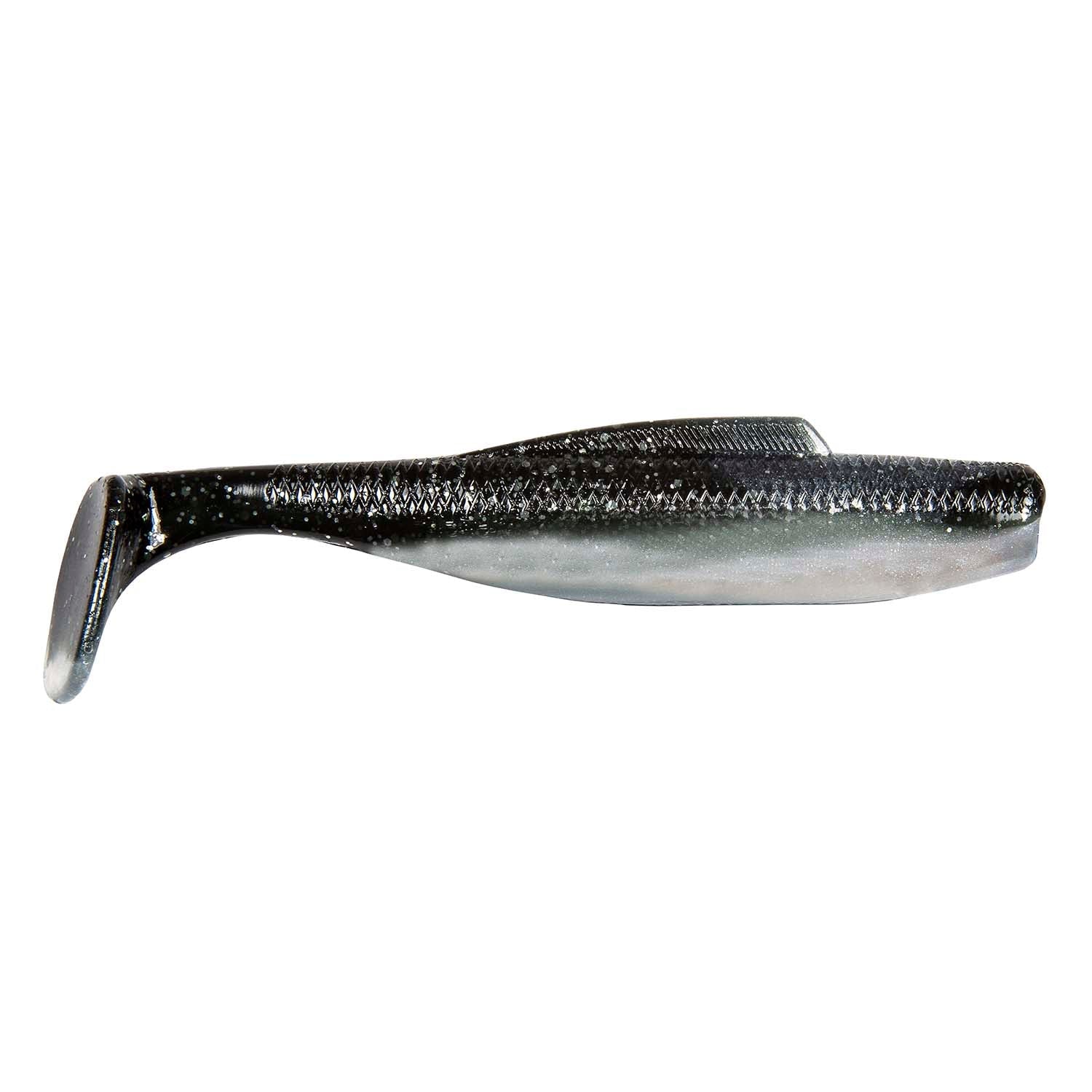 DieZel MinnowZ soft fishing lure, dark gray to silver with subtle speckling