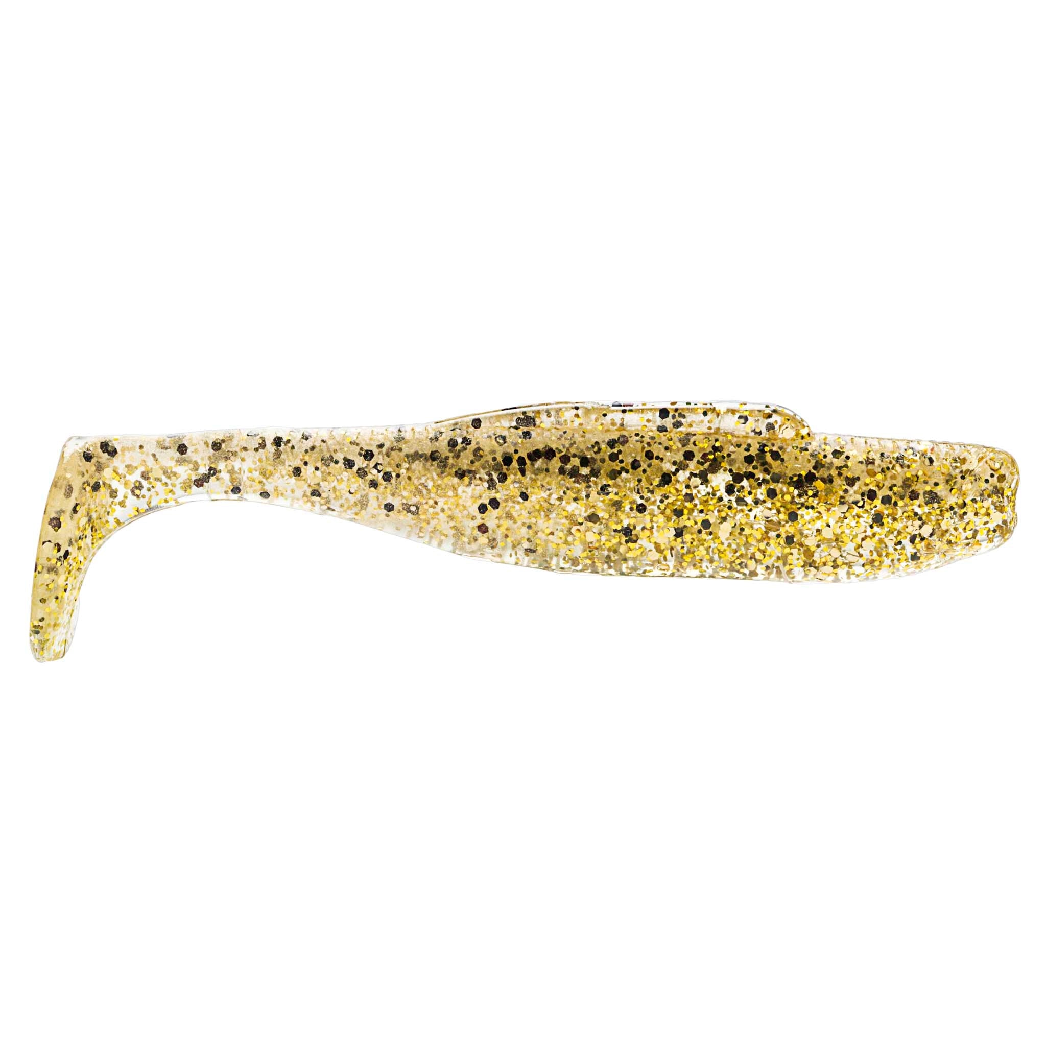DieZel MinnowZ soft plastic lure, gold glitter body with pale tail