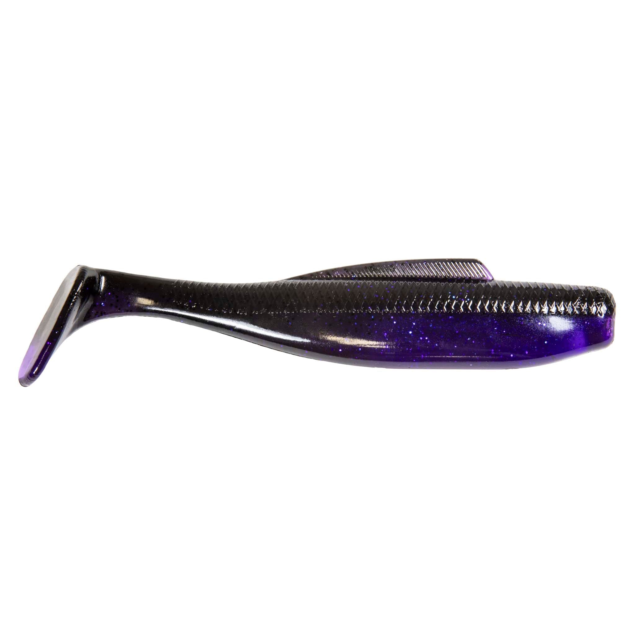 DieZel MinnowZ soft plastic lure, dark purple with glossy metallic sheen and pale edge