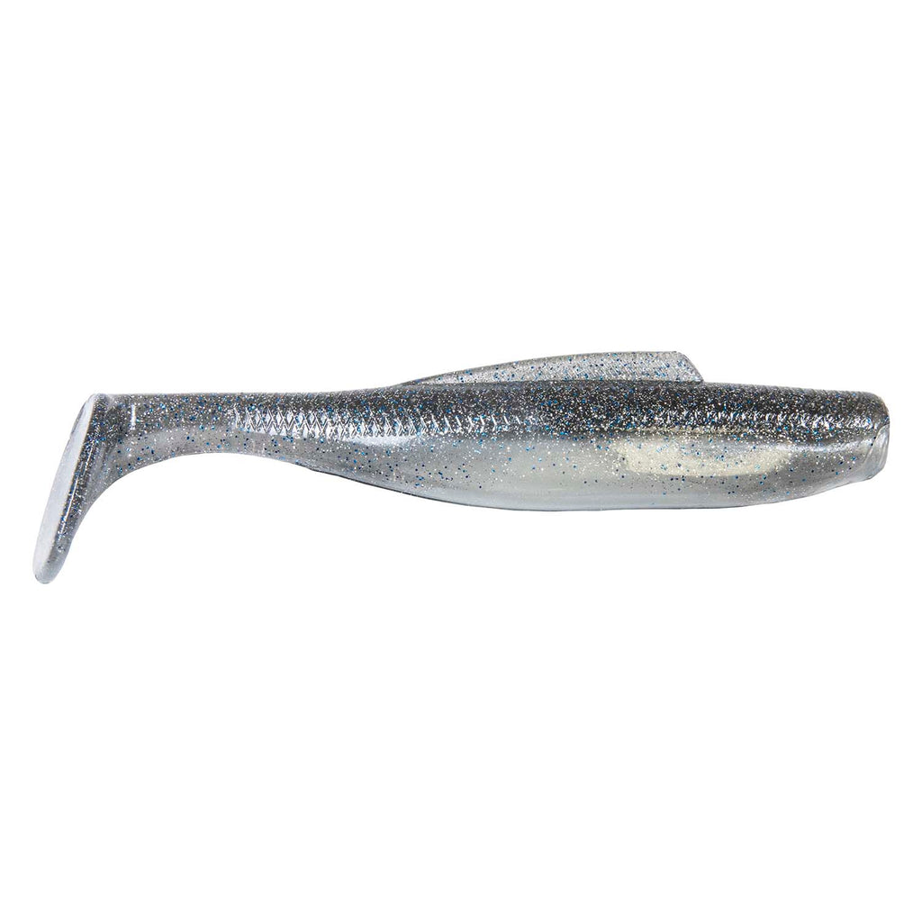 DieZel MinnowZ soft fishing lure, light gray with blue speckled shimmer