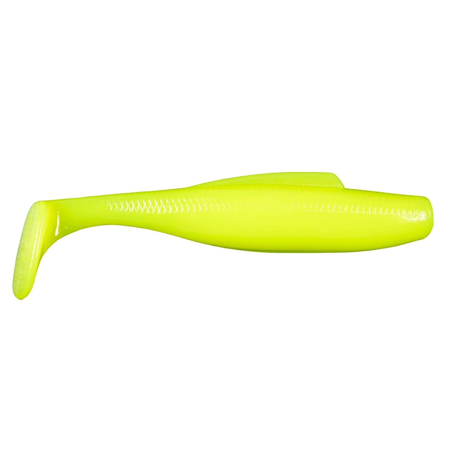 DieZel MinnowZ soft fishing lure, bright neon green with subtle scale texture