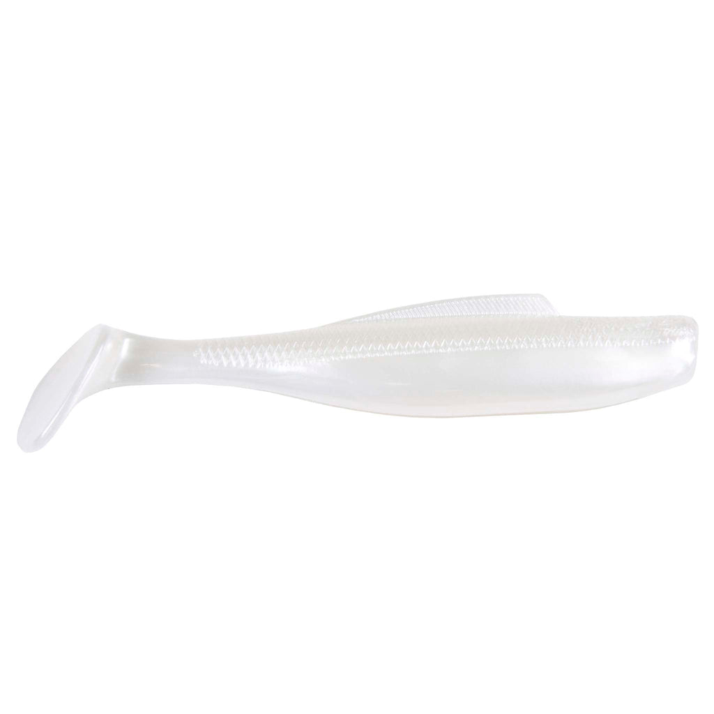 White translucent soft swimbait lure with forked tail