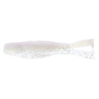 White soft plastic fishing lure with silver speckle pattern and forked tail