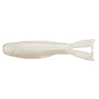 Pearl cream ribbed soft plastic fishing lure with forked tail