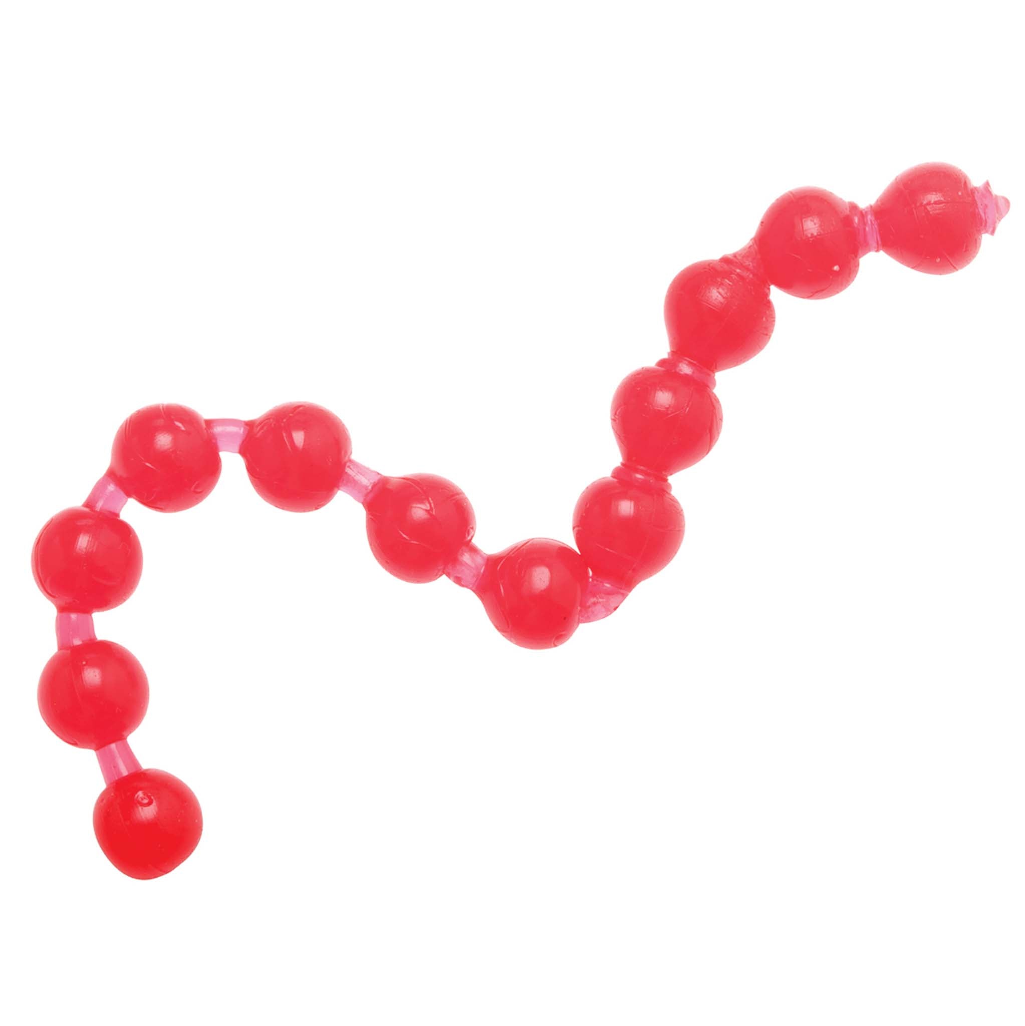 Red beaded bracelet with round glossy beads in a wavy loop