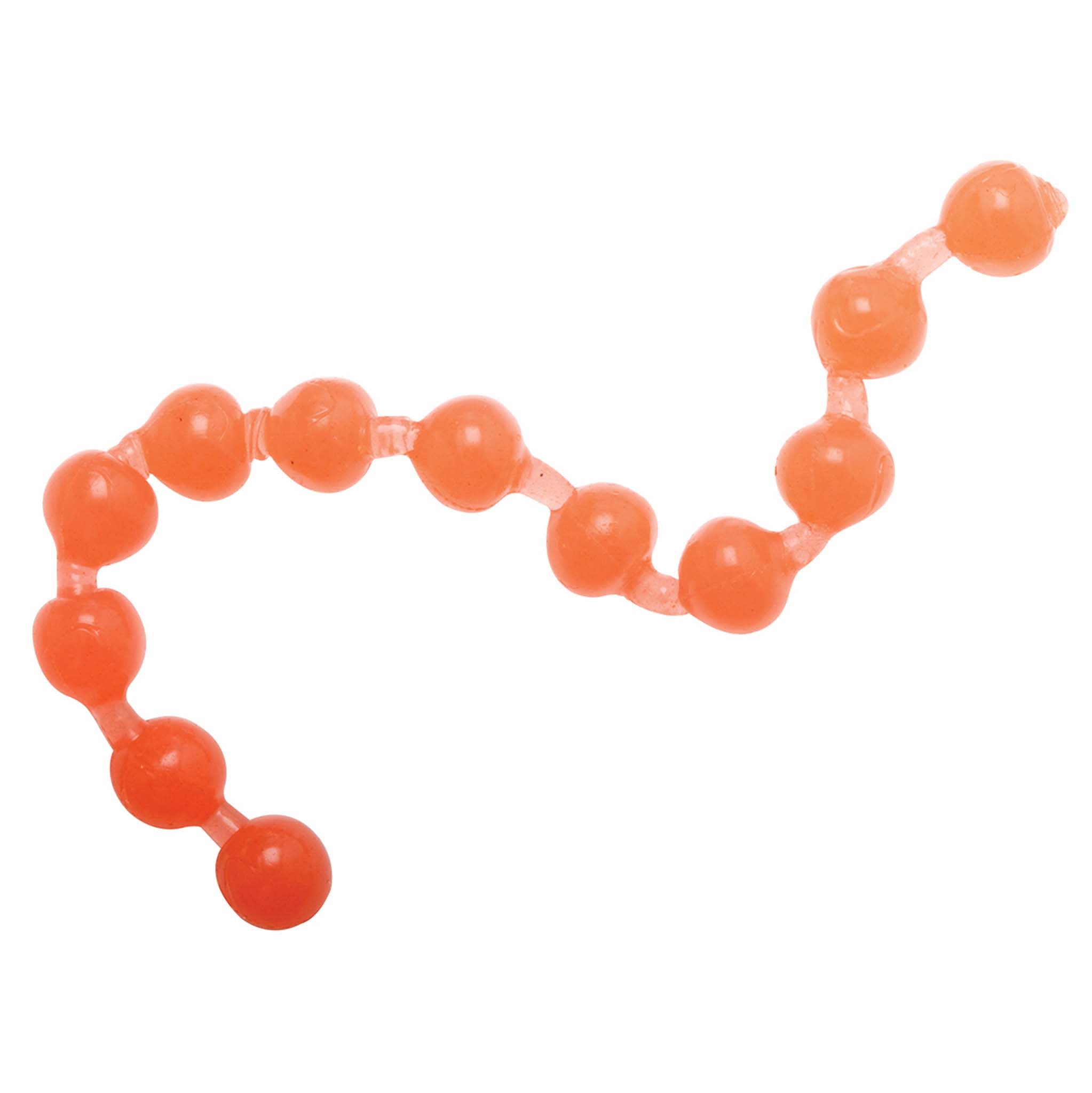 Salmon-orange beaded bracelet with round glossy beads in a wavy loop