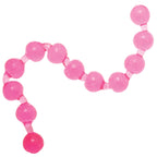Translucent pink beaded bracelet with round glossy beads, wavy loop