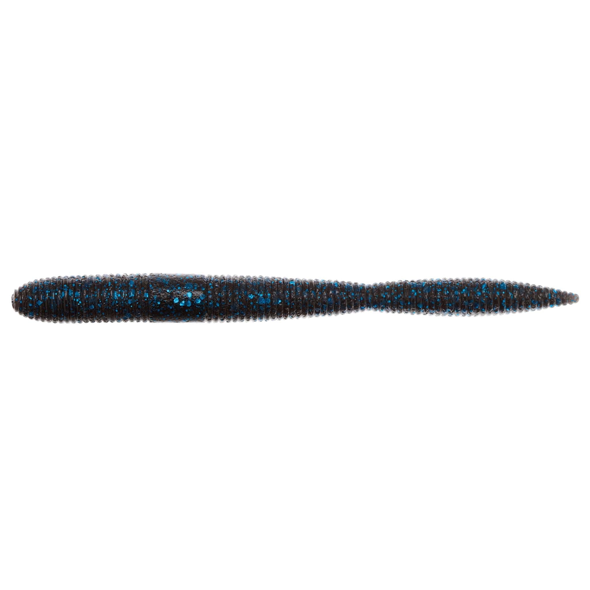 Soft plastic fishing lure in dark blue with black speckles