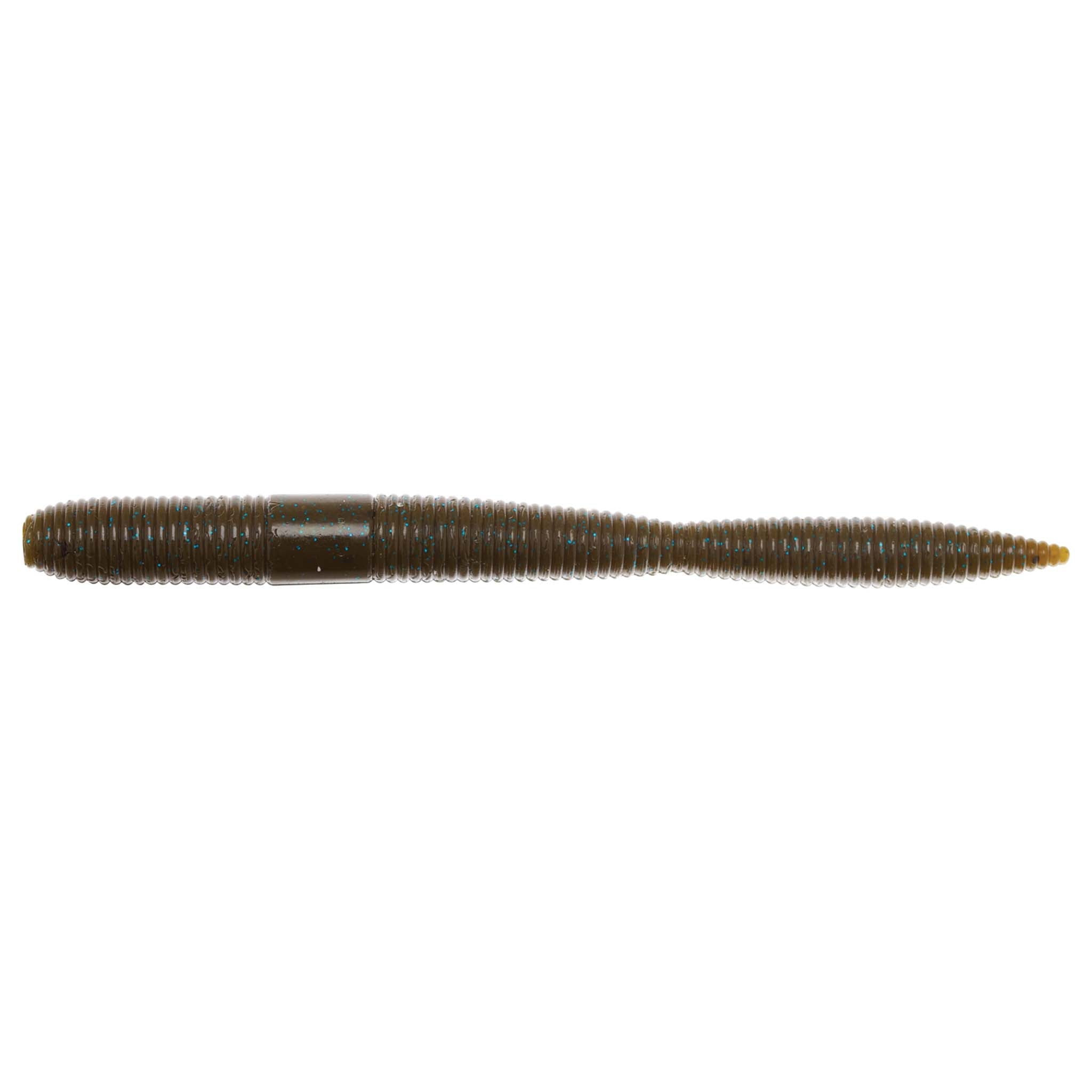 Soft plastic fishing lure in olive brown with small speckles