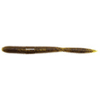 Brown-olive speckled soft plastic fishing lure, tapered body with narrow tail