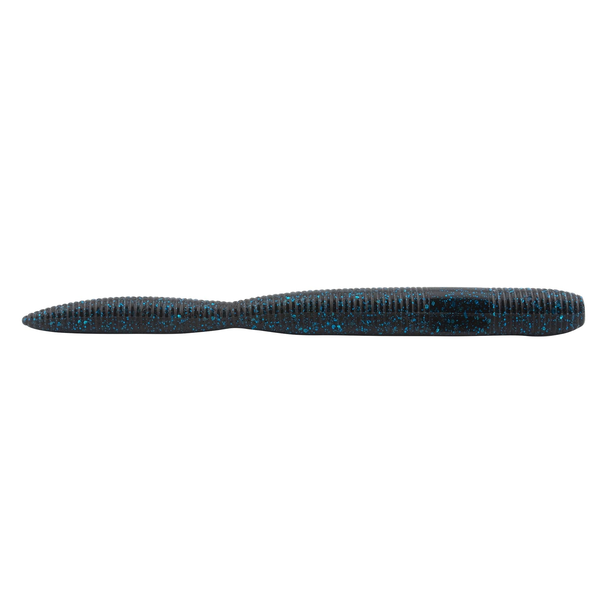 Thick 6-inch stick bait, dark blue-black body with blue speckles