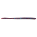Speckled blue and red fishing lure with pointed nose, long cylindrical body