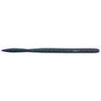 Speckled blue fishing lure with pointed nose, long cylindrical body