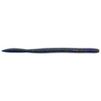Speckled dark blue fishing lure with pointed nose, long cylindrical body