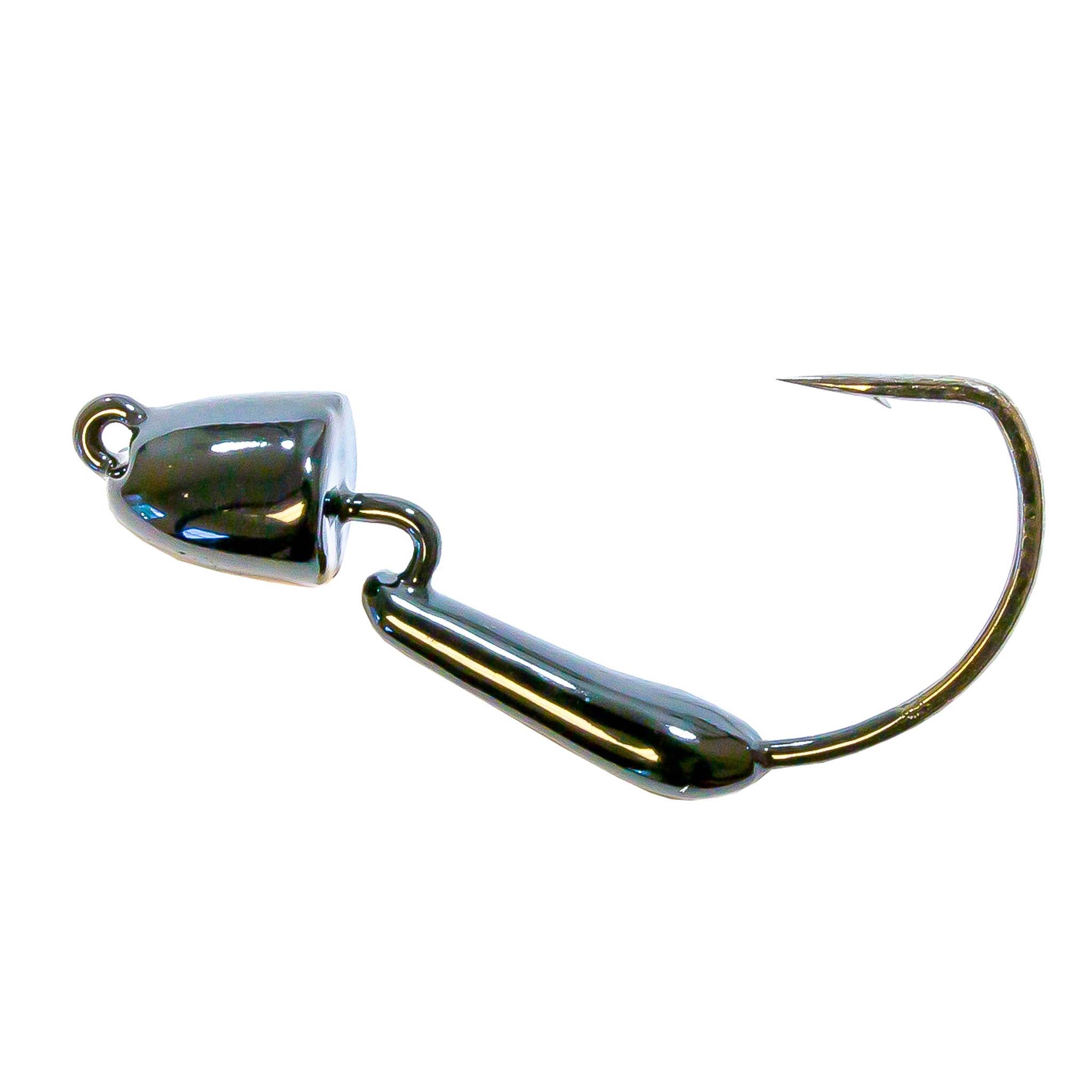 Black metallic double-bullet jig with curved hook and spring eye