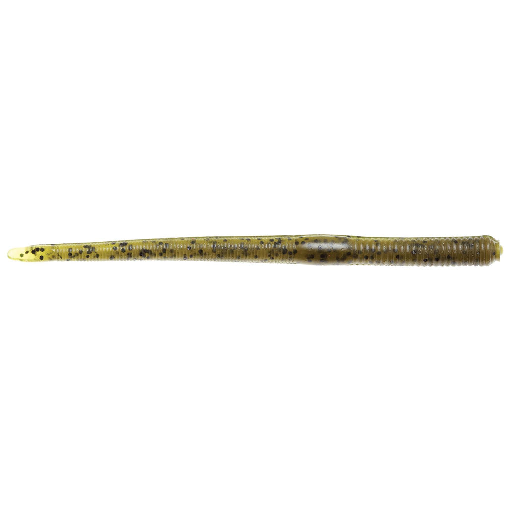 Finesse WormZ soft plastic worm lure, olive green with dark spots