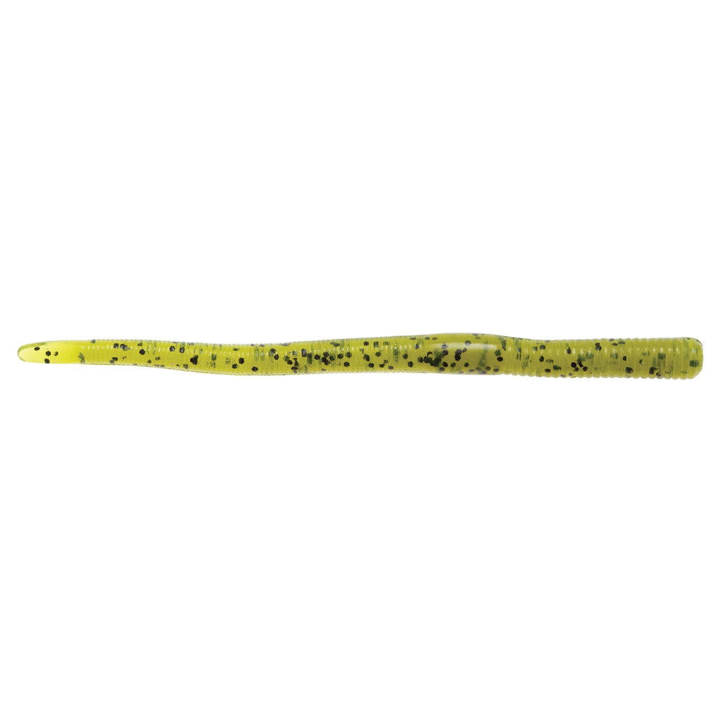 Finesse WormZ soft plastic worm lure, chartreuse with black speckles