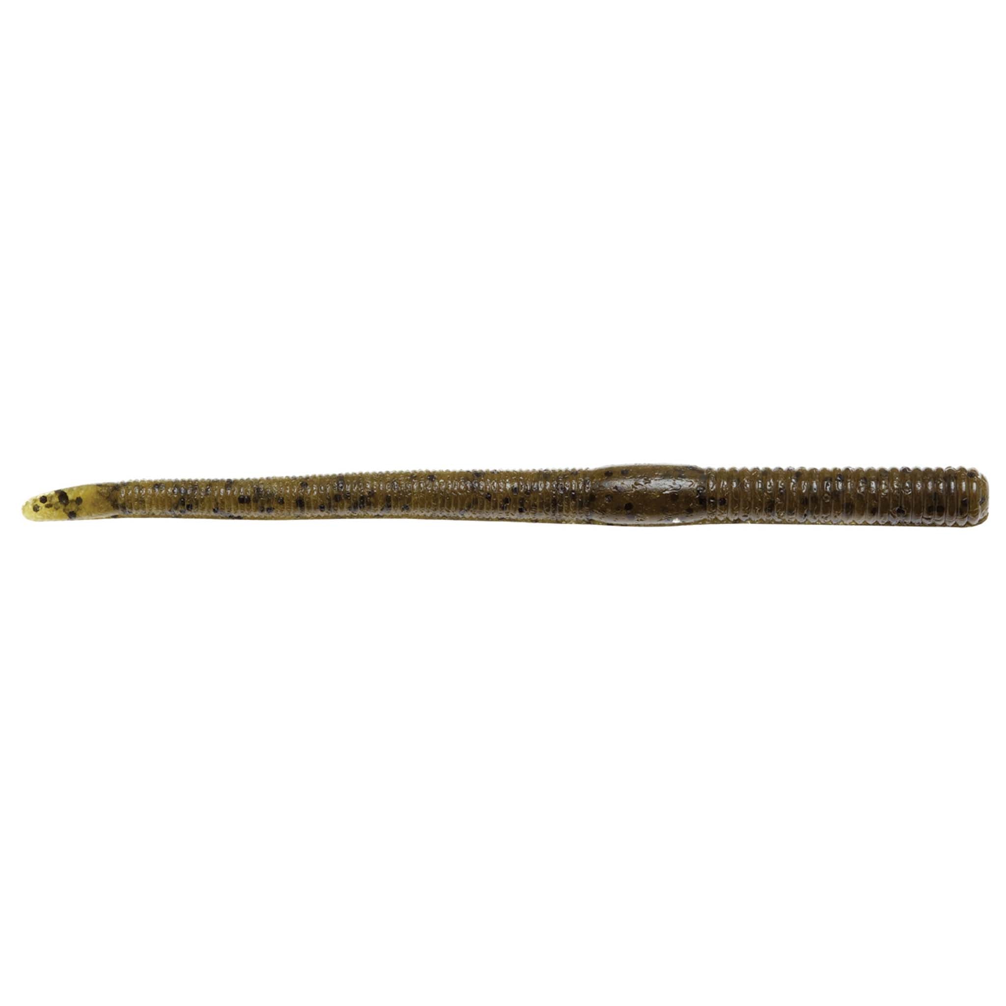 Finesse WormZ soft plastic worm lure, olive-brown with mottled spots