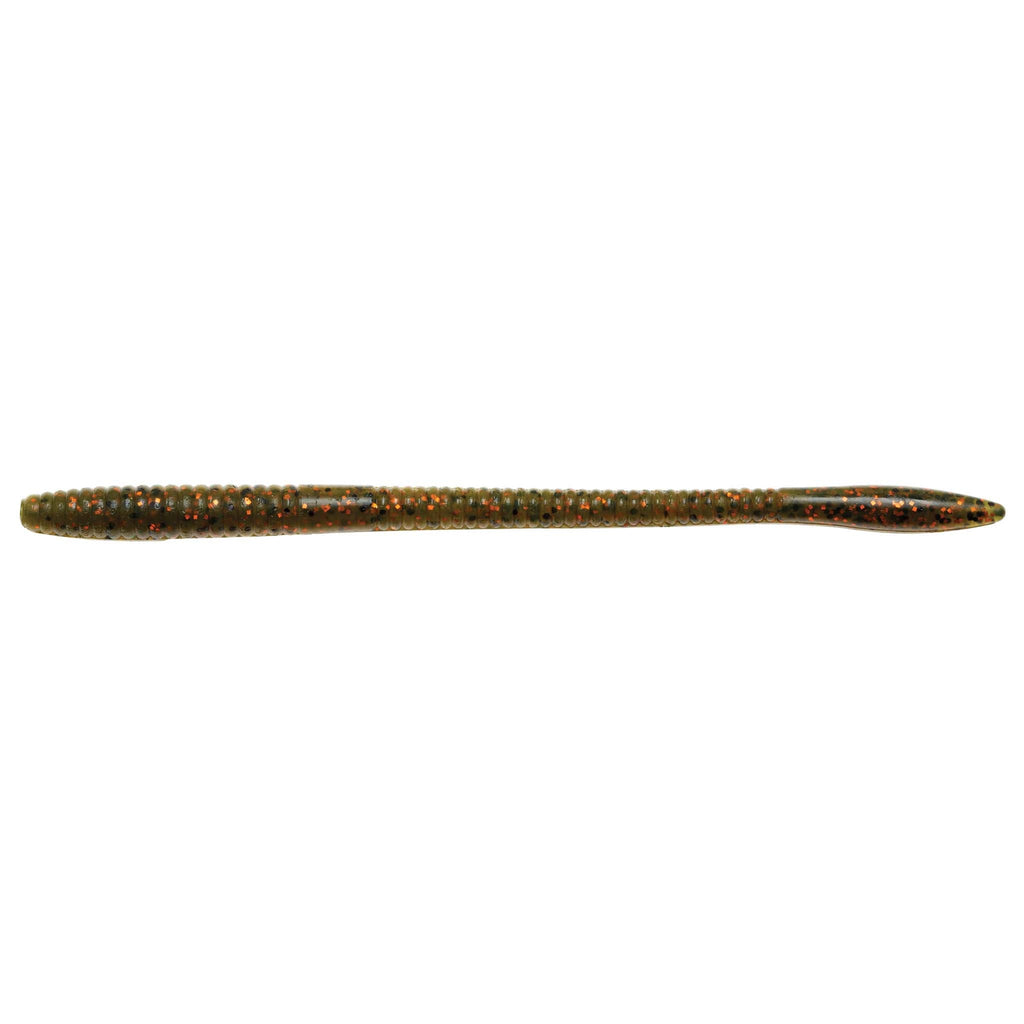 Finesse WormZ soft plastic worm lure, brown with red-orange flecks