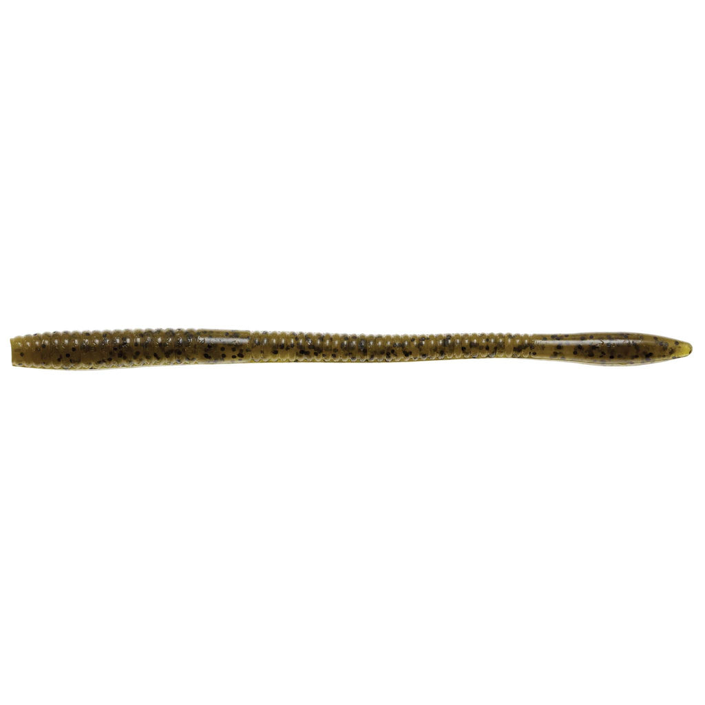 Olive brown fishing worm lure with fine dark speckles