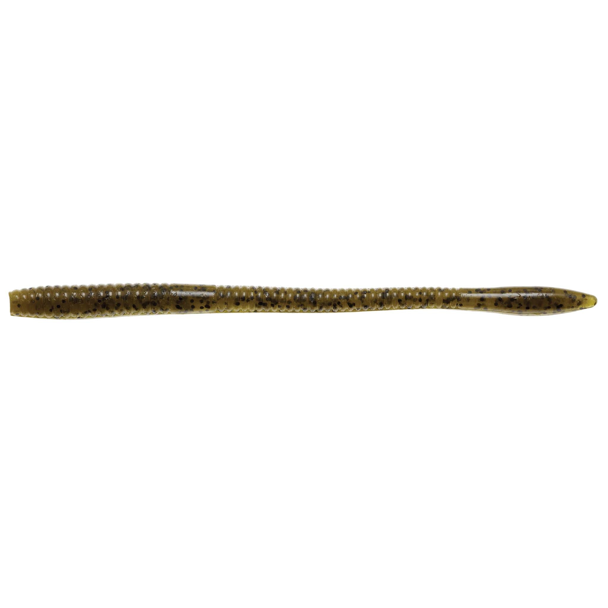 Olive brown fishing worm lure with fine dark speckles