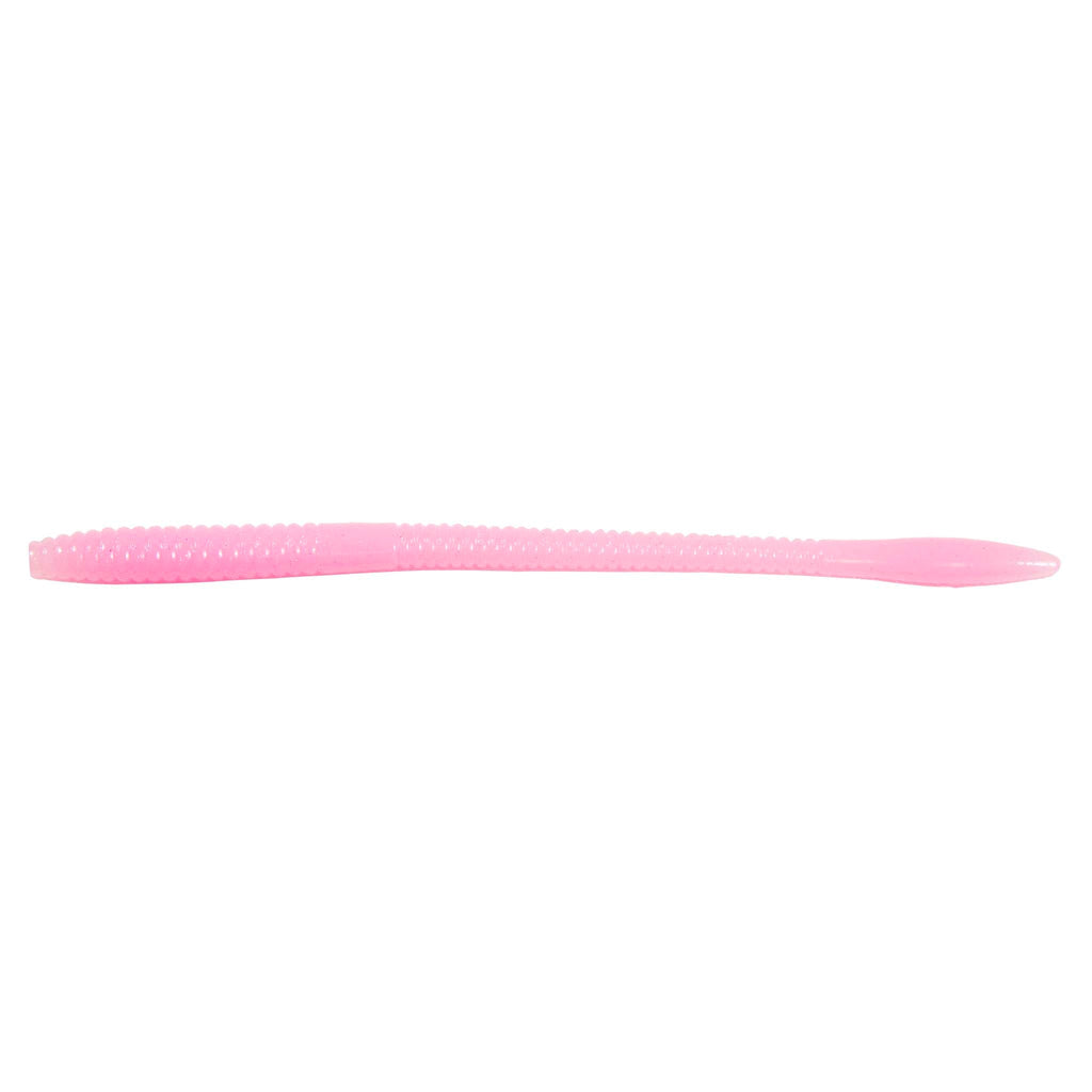 Light pink fishing worm lure with subtle speckled texture