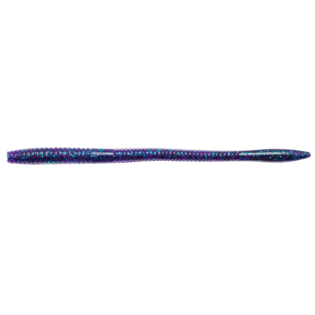 Deep blue fishing worm lure with multicolor speckled shimmer