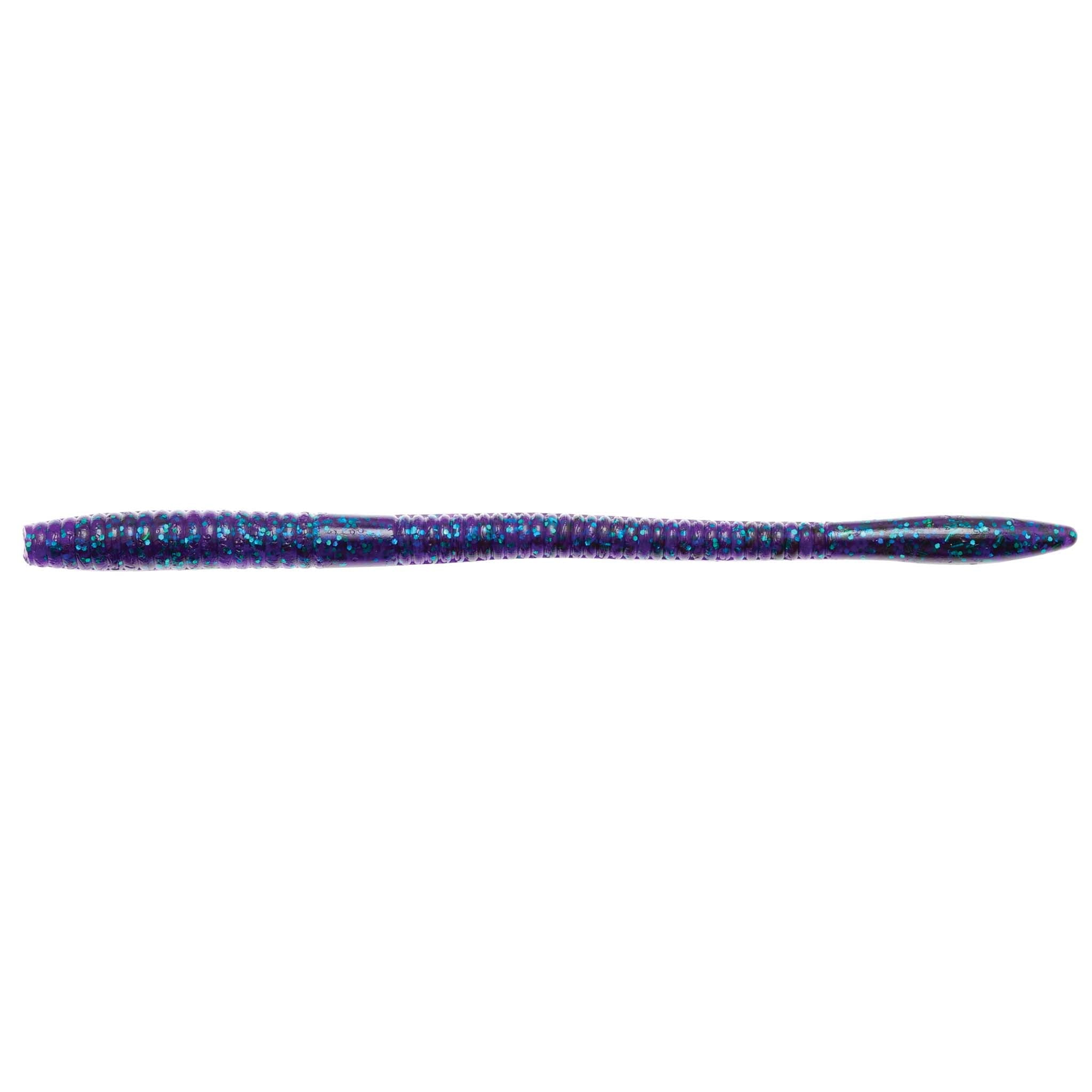 Deep blue fishing worm lure with multicolor speckled shimmer