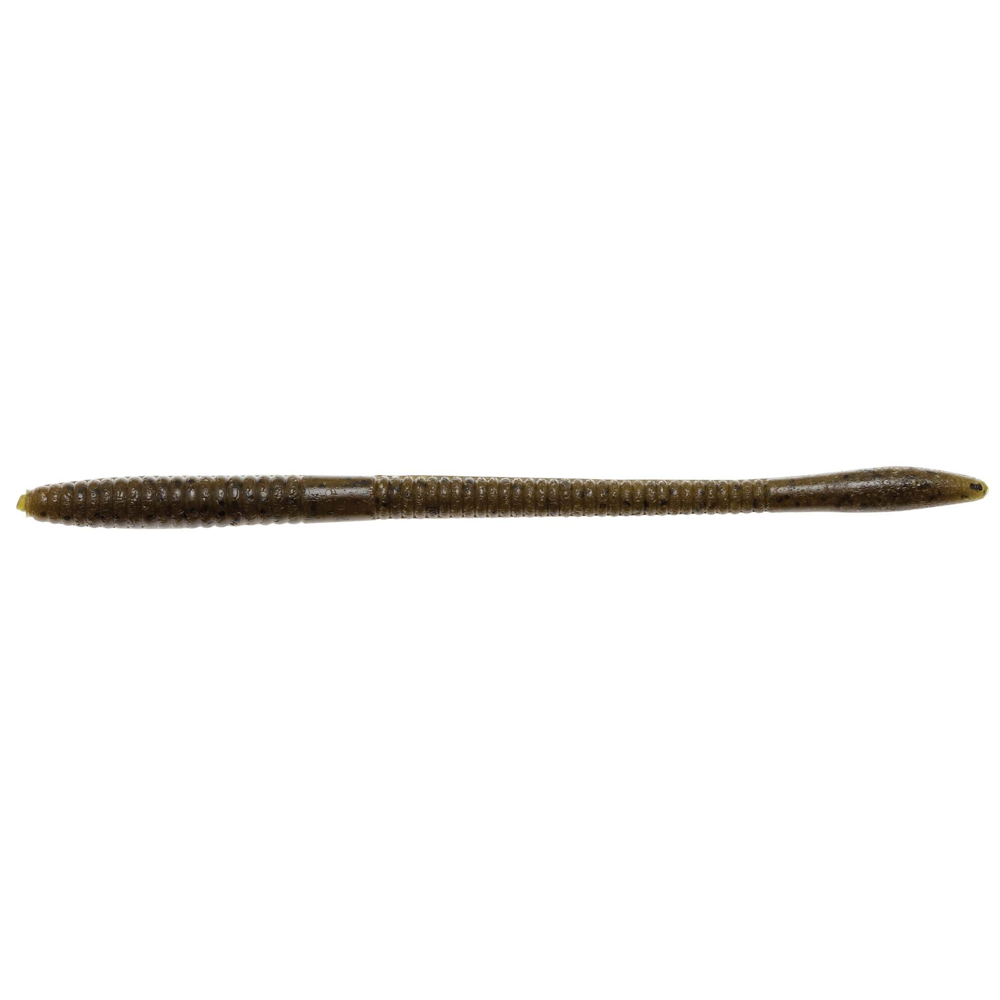 Dark brown fishing worm lure with fine mottled speckle texture