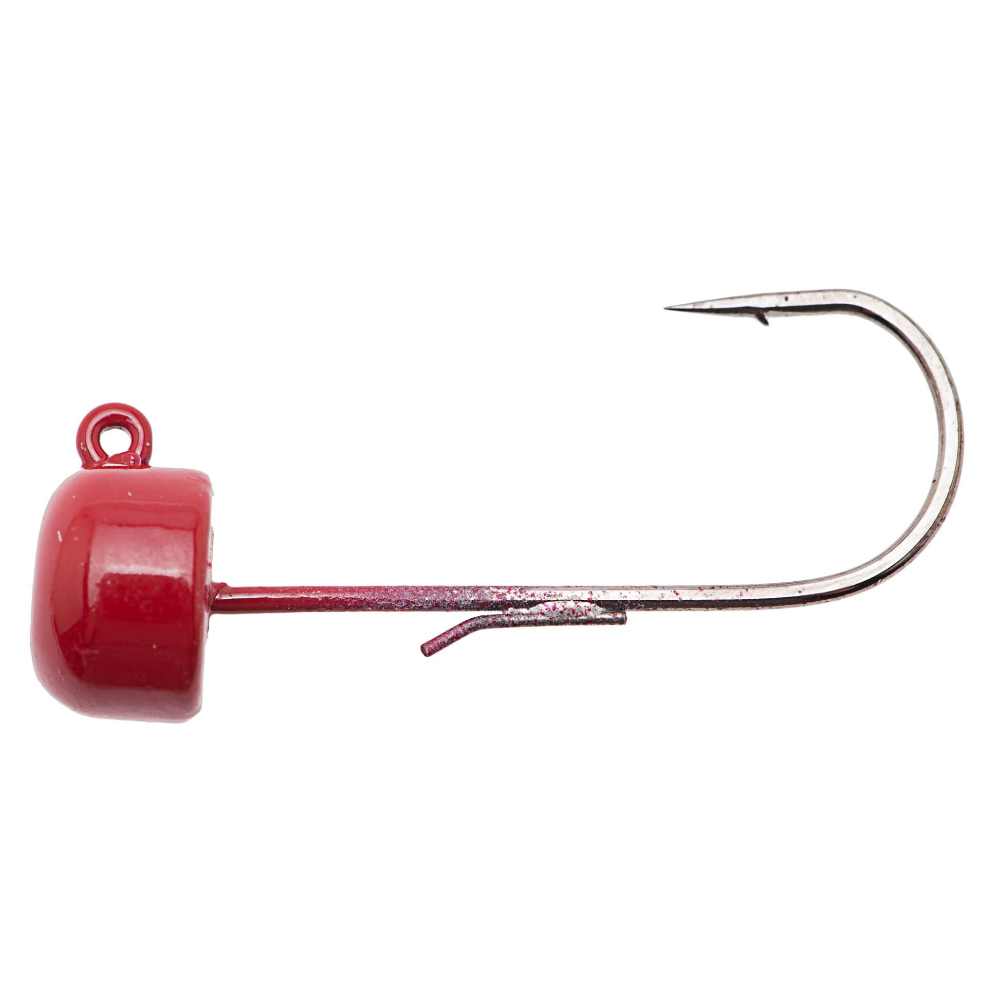 Finesse ShroomZ jig hook with red square head and silver hook